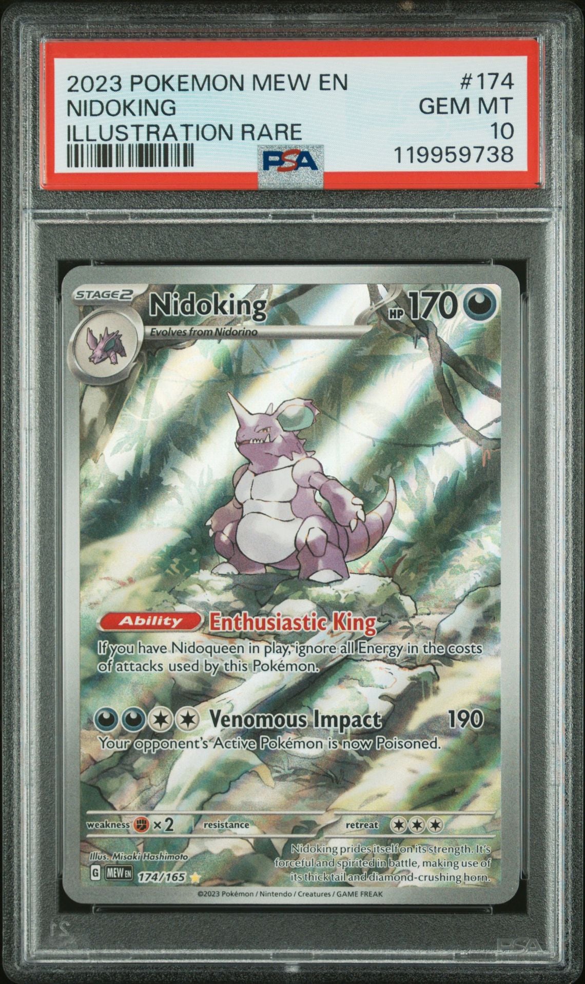 PSA 10 Nidoking - 174/165 - Illustration Rare - Scarlet & Violet 151 - Cert 119959738 - PSA slab front