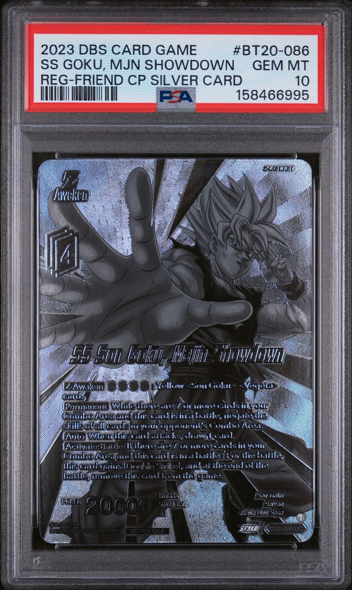 PSA 10 SS Son Goku, Majin Showdown [Silver Metal Foil] - BT20-086 - Divine Multiverse Release Promos - Cert 158466995 - PSA slab front