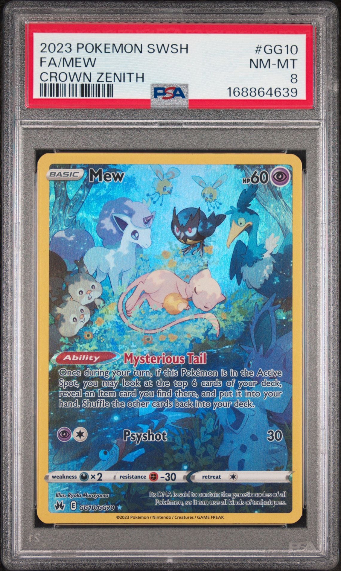 PSA 8 Mew - GG10/GG70 - Rare - Crown Zenith - Cert 168864639 - PSA slab front