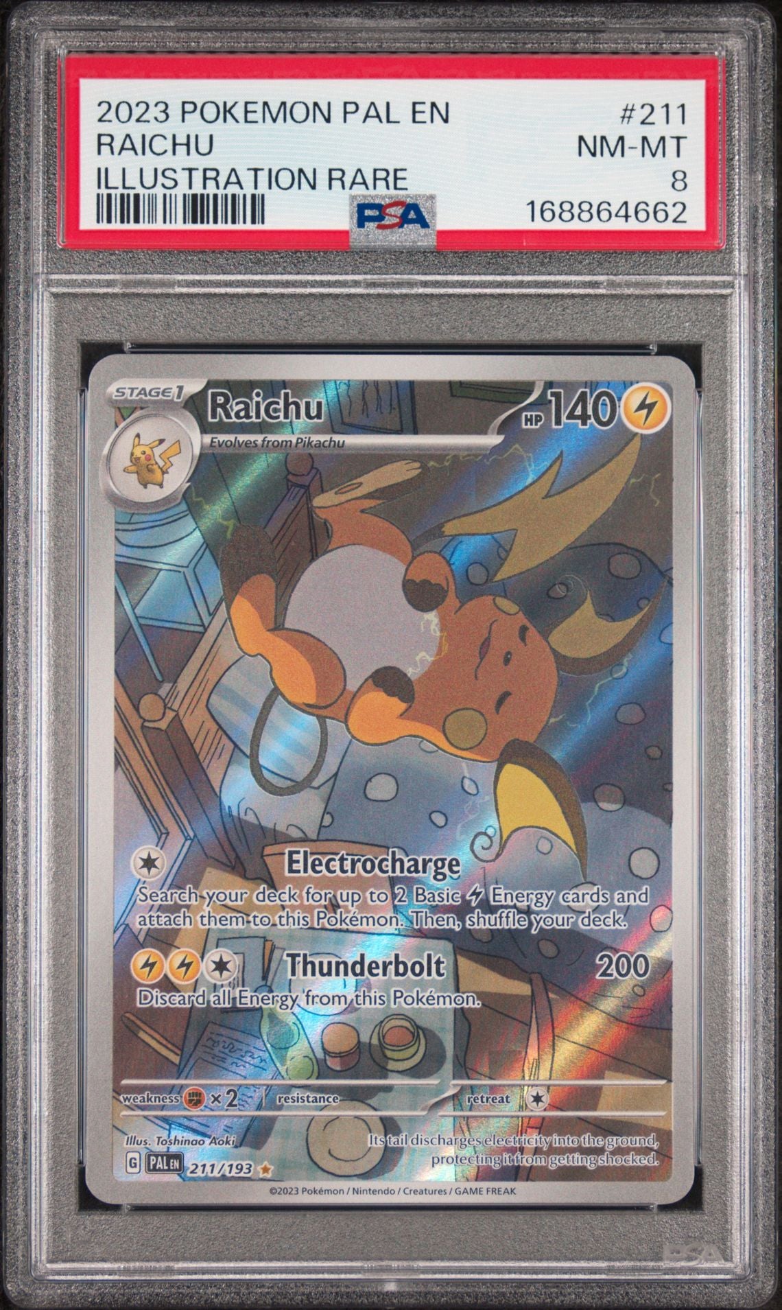 PSA 8 Raichu - 211/193 - Illustration Rare - Paldea Evolved - Cert 168864662 - PSA slab front