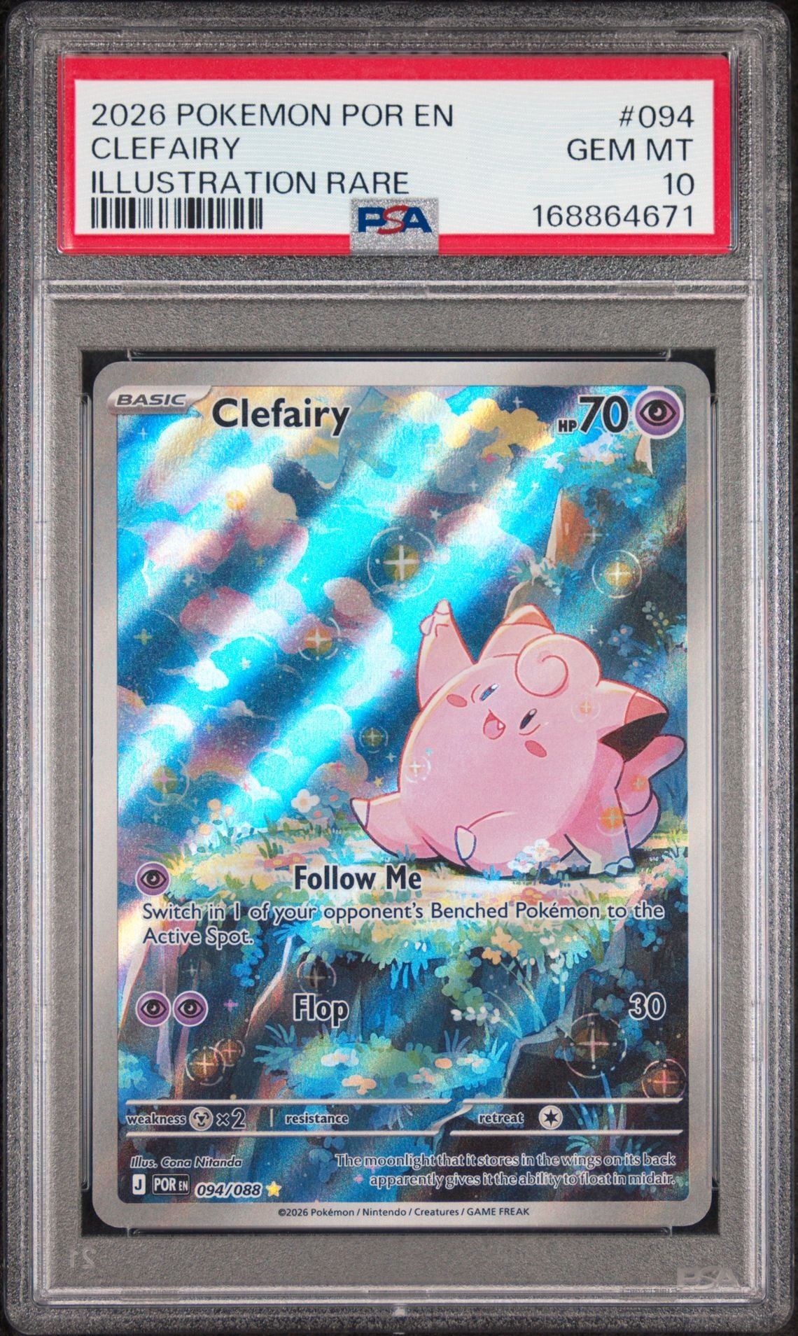 PSA 10 Clefairy - 094/088 - Illustration Rare - Perfect Order - Cert 168864671 - PSA slab front