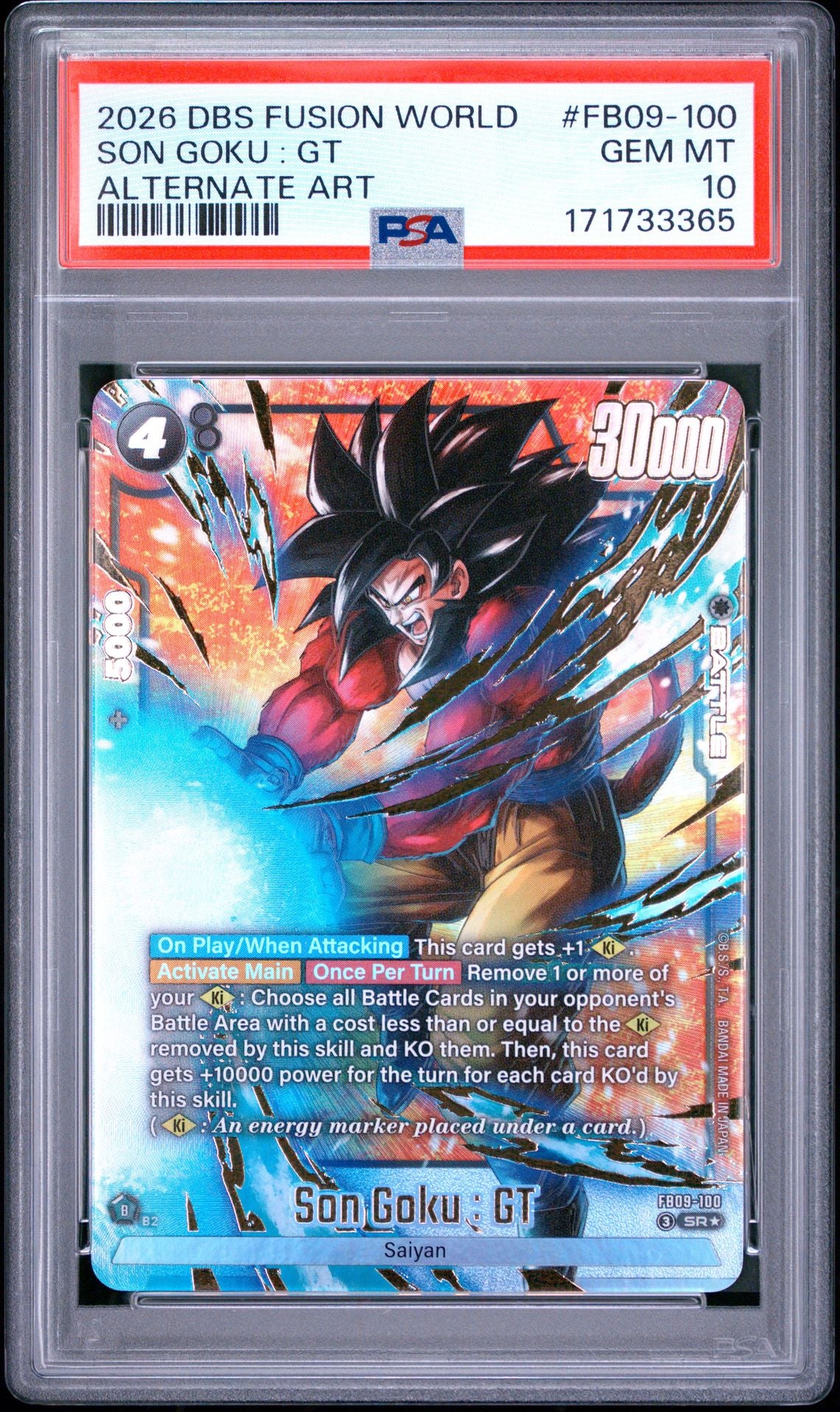 PSA 10 Son Goku: GT - FB09-100 - Dragon Ball Fusion World Dual Evolution - Cert 171733365 - PSA slab front