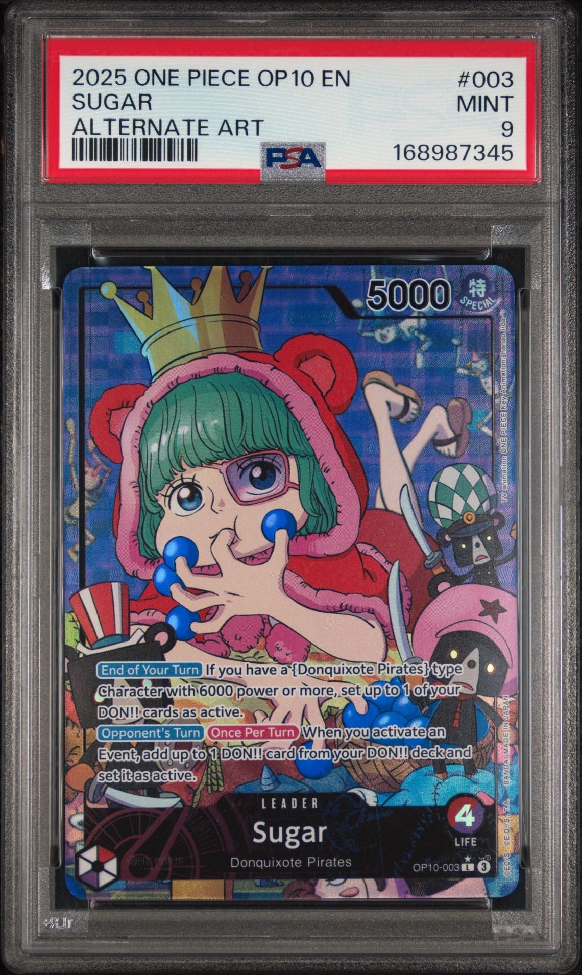 PSA 9 Sugar (Alternate Art) - OP10-003 - L - Royal Blood - Cert 168987345 front