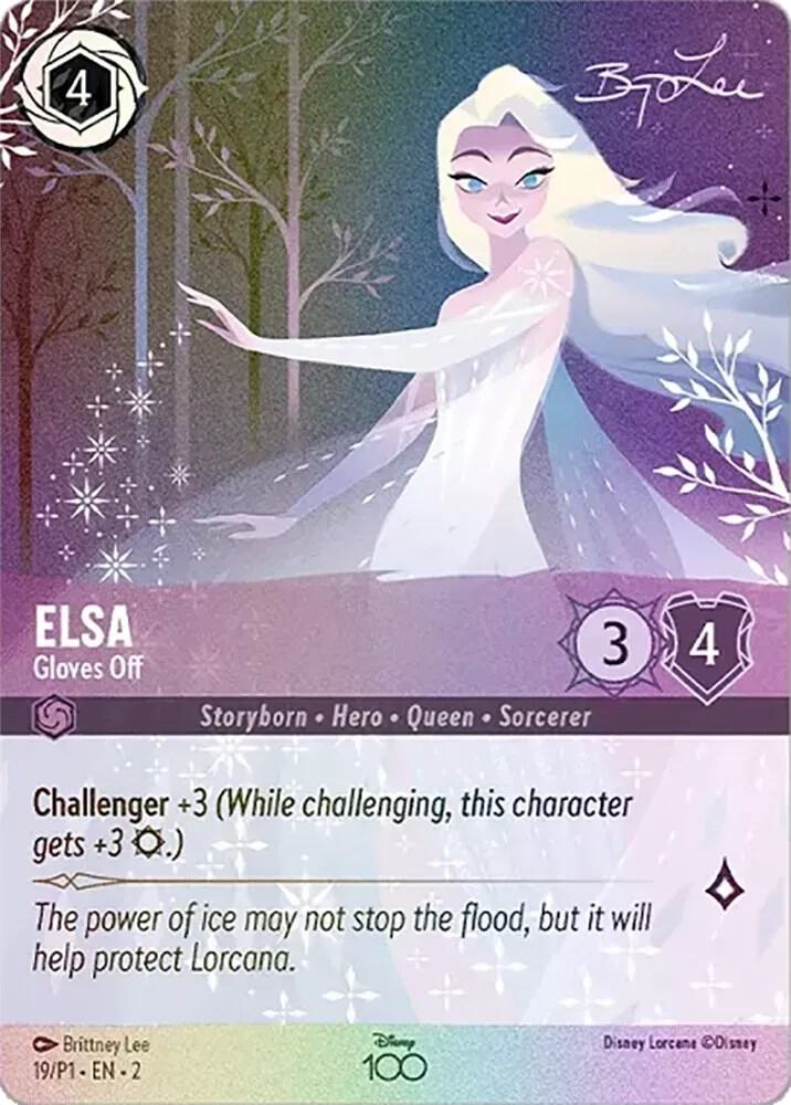 Elsa - Gloves Off (Alternate Art) - 19/P1 - Promo - Disney100 Promos