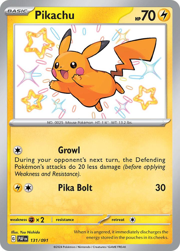 Pikachu - 131/091 - Shiny Rare - Paldean Fates