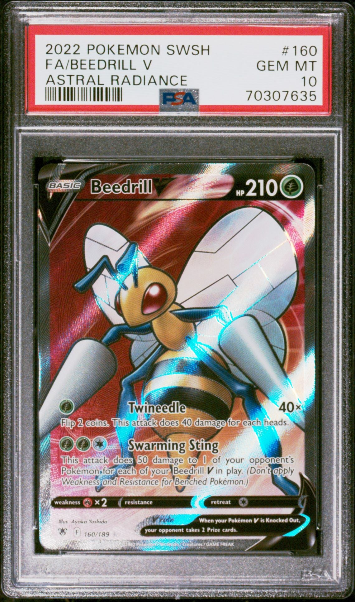 PSA 10 Beedrill V - 160/189 - Ultra Rare - Astral Radiance - Cert 70307635 - PSA slab front