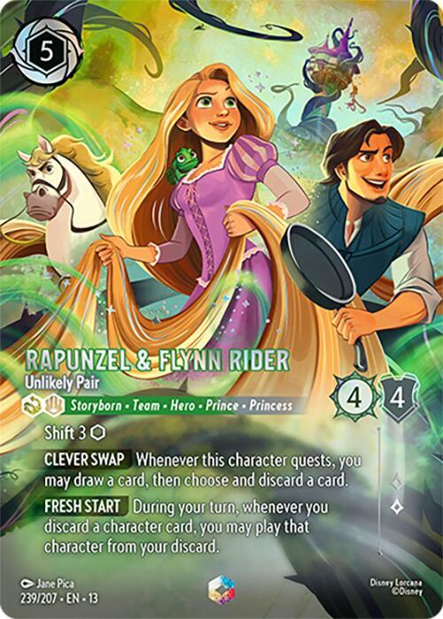 BGS 9.5 Rapunzel & Flynn Rider - Unlikely Pair - 239/207 - Enchanted - Attack of the Vine! - Cert 0020989598