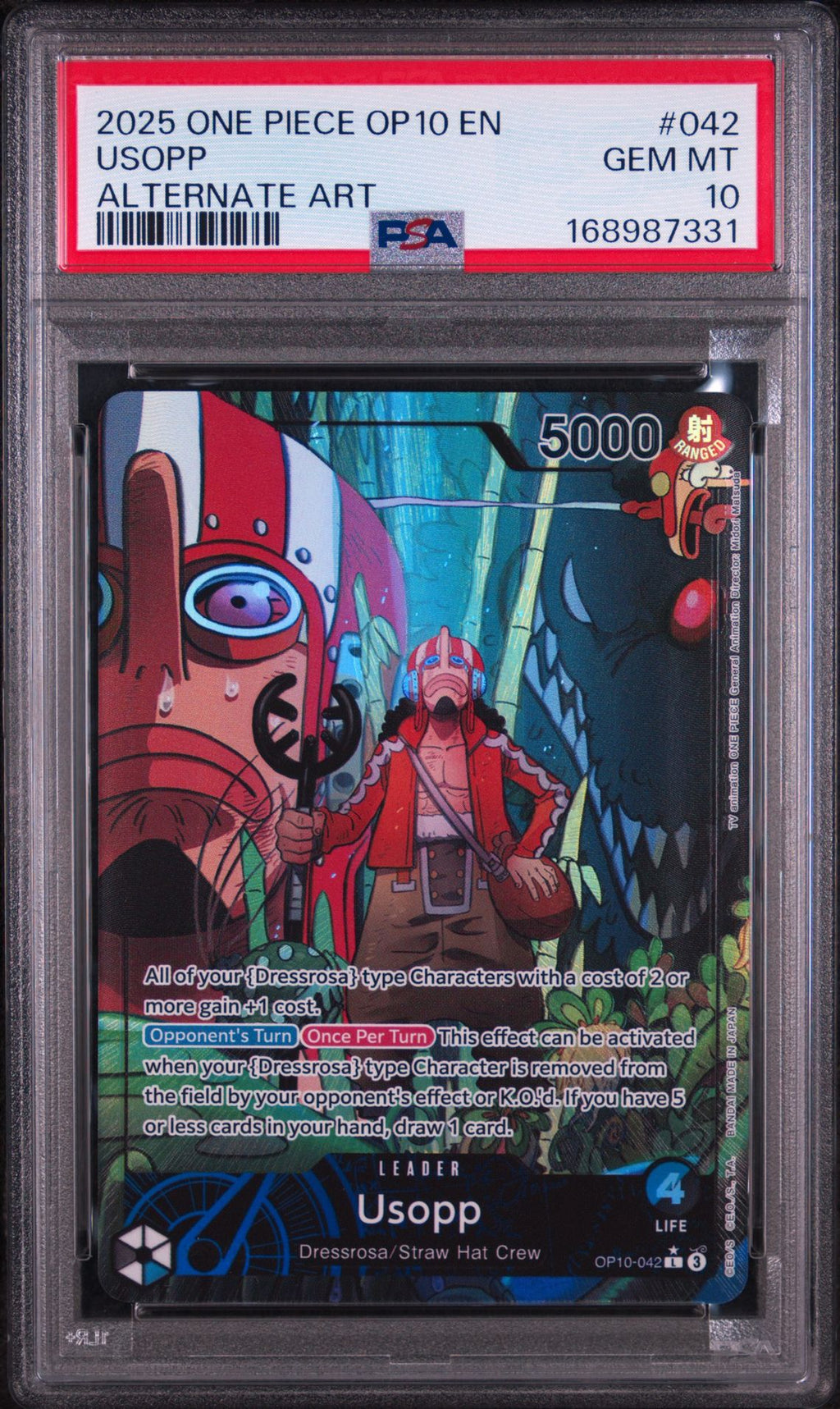 PSA 10 Usopp (Alternate Art) - OP10-042 - L - Royal Blood - Cert 168987331 front