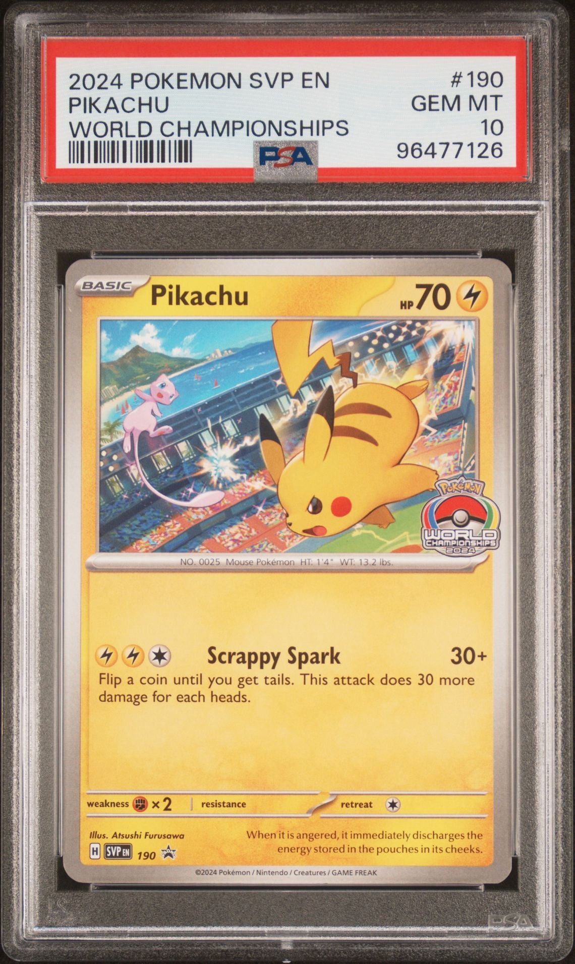PSA 10 Pikachu - 190 - Promo - Cert 96477126 - PSA slab front