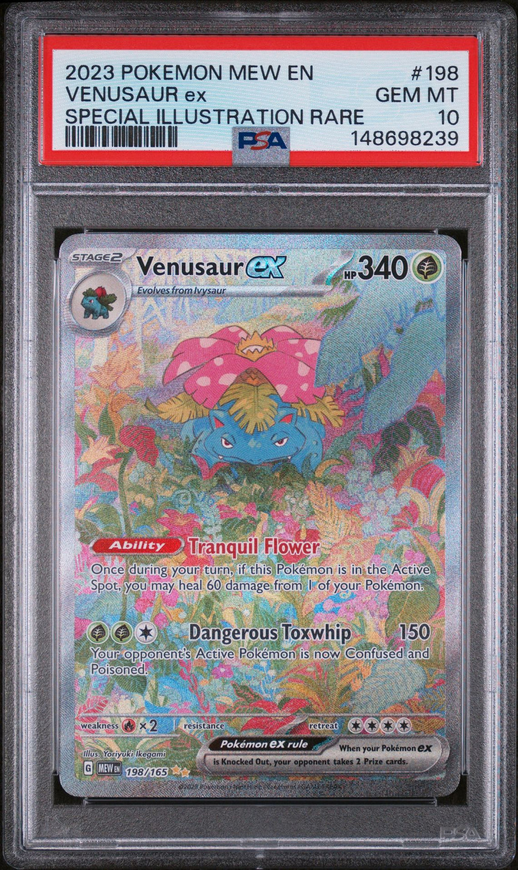 PSA 10 Venusaur ex - 198/165 - Special Illustration Rare - Scarlet & Violet 151 - Cert 148698239 front