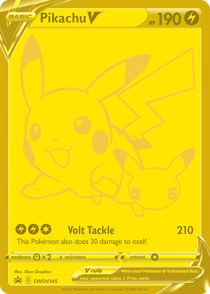 Pikachu V (Gold) - SWSH145 - Promo - SWSH: Sword & Shield Promo Cards