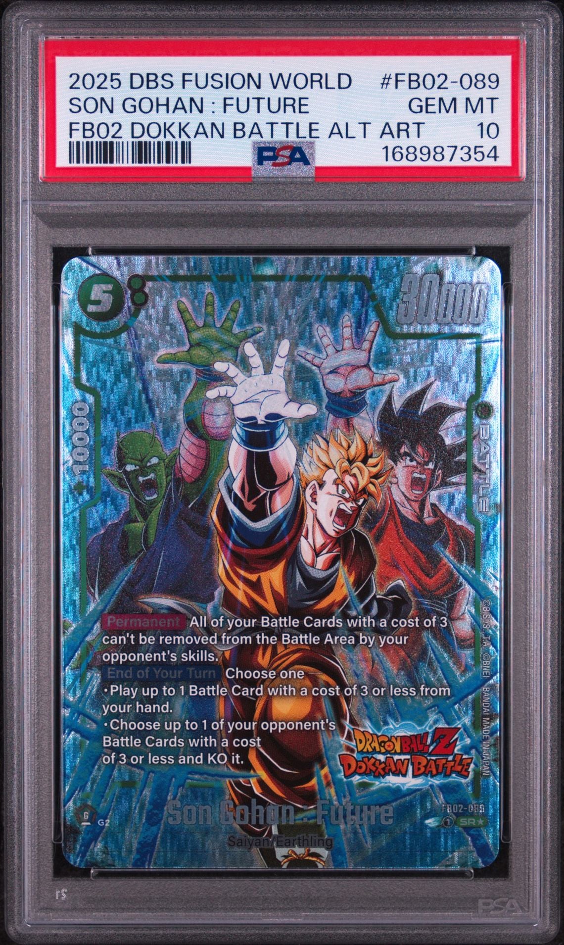PSA 10 Son Gohan : Future (Dokkan Battle Alternate Art) - FB02-089 - Super Rare - New Adventure - Cert 168987354 front