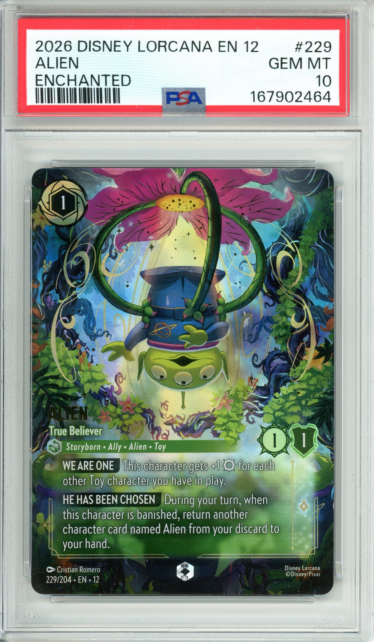 PSA 10 Alien 229 Enchanted Disney Lorcana graded slab