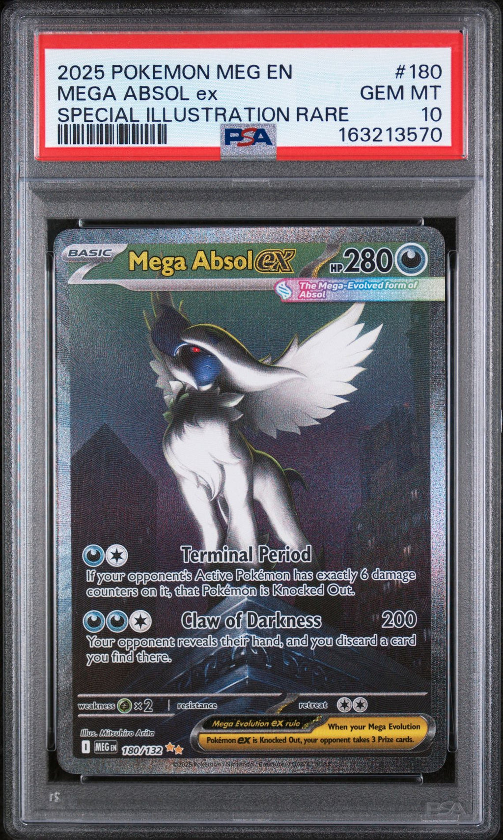 PSA 10 Mega Absol ex - 180/132 - Special Illustration Rare - Mega Evolution - Cert 163213570 front