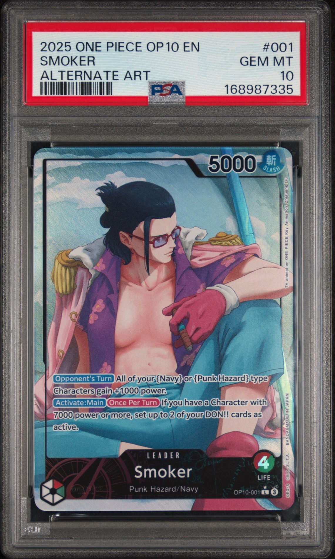 PSA 10 Smoker (Alternate Art) - OP10-001 - L - Royal Blood - Cert 168987335 front