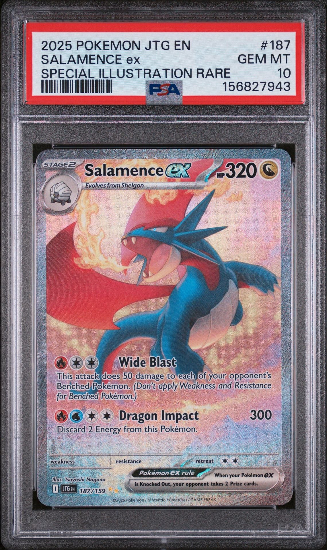 PSA 10 Salamence ex - 187/159 - Special Illustration Rare - Journey Together - Cert 156827943 front