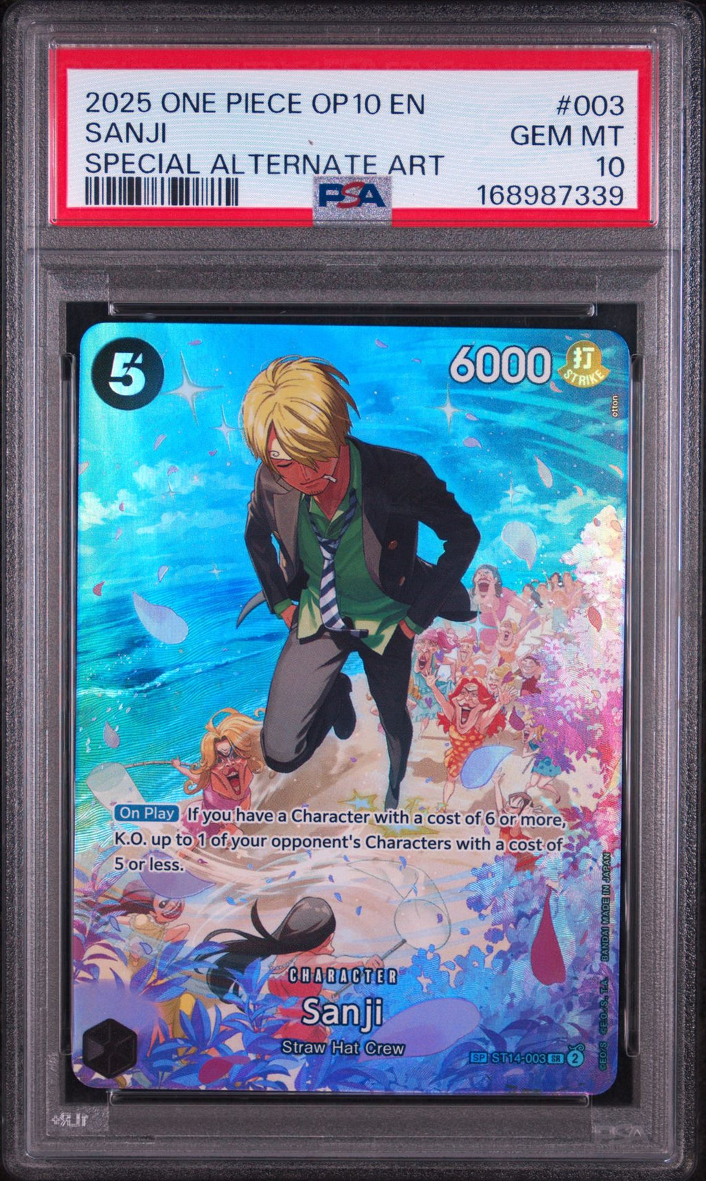 PSA 10 Sanji (Special Alternate Art) - ST14-003 - SR - Royal Blood - Cert 168987339 front