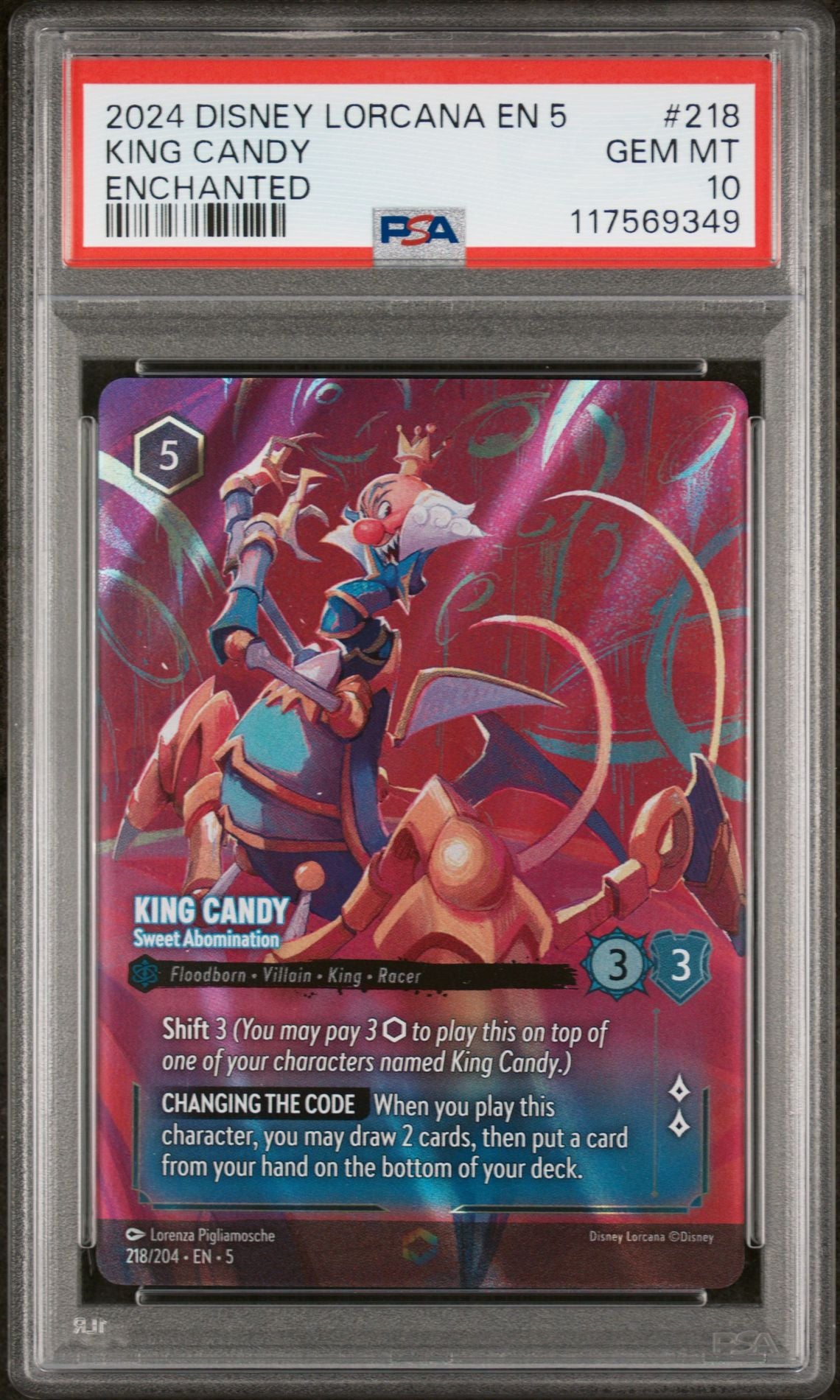 PSA 10 King Candy - Sweet Abomination - 218 - Shimmering Skies - Cert 117569349 front