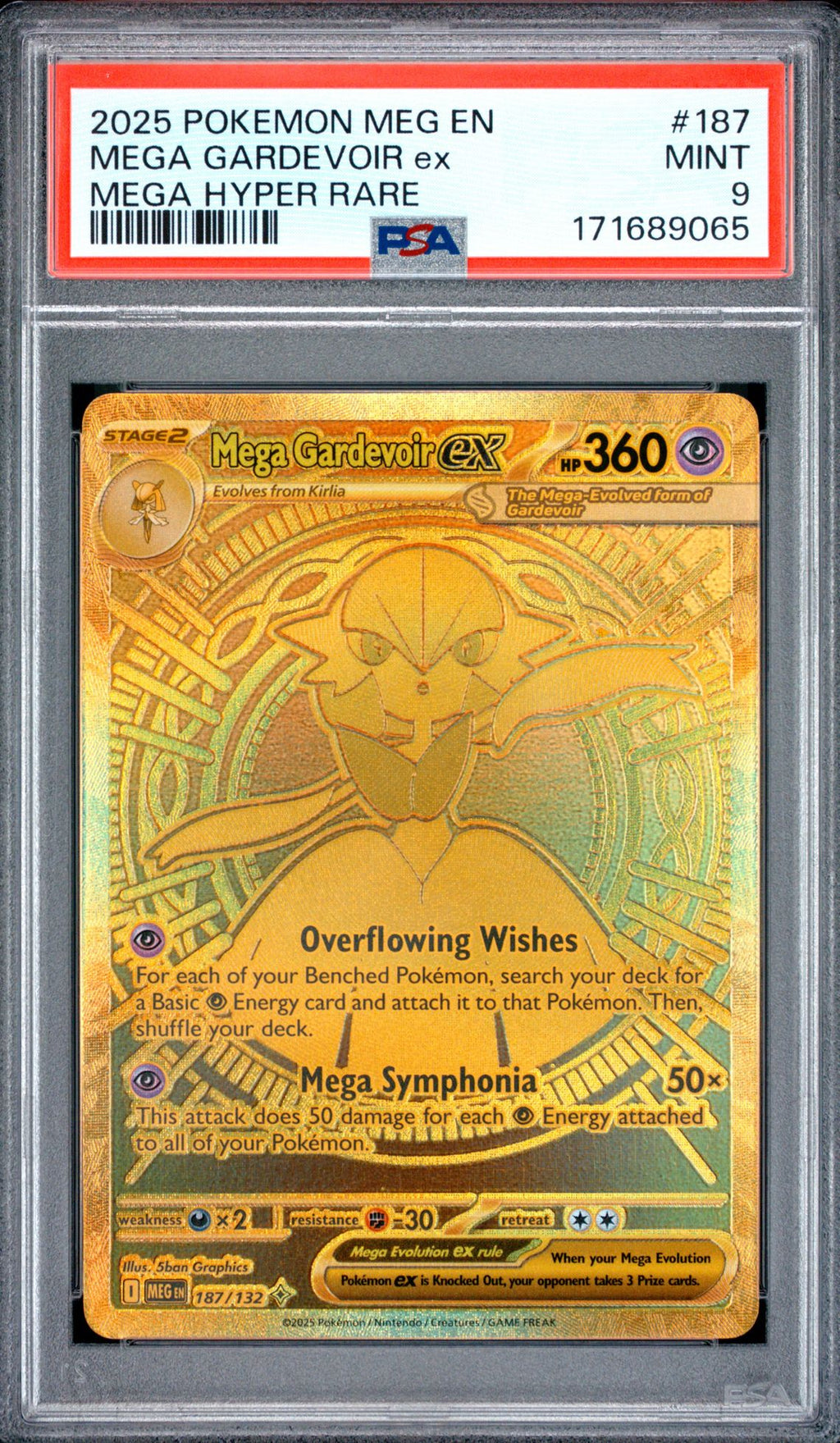 PSA 9 Mega Gardevoir ex - 187/132 - Mega Hyper Rare - Mega Evolution front