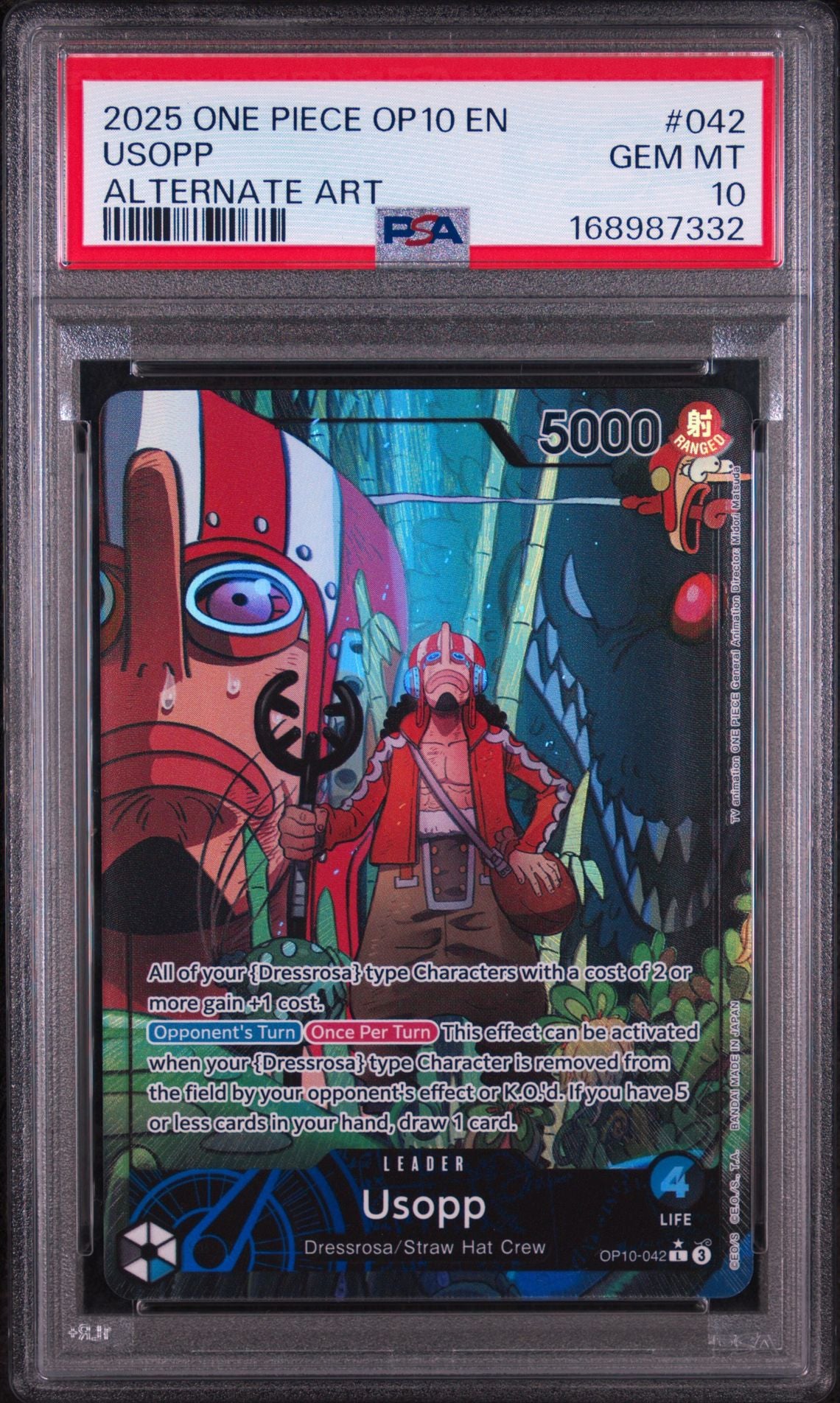 PSA 10 Usopp (Alternate Art) - OP10-042 - L - Royal Blood - Cert 168987332 front